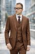 Copper Three Piece Mens Suits Double Breasted Vest