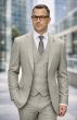 Tan Three Piece Mens Suits Double Breasted Vest