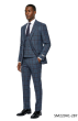 Dark Blue Suit Mens Plaid Suits Expandable Waistband Pants