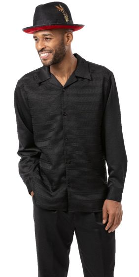 Montique Men's 2 Piece Long Sleeve Walking Suit - Horizontal Stripes