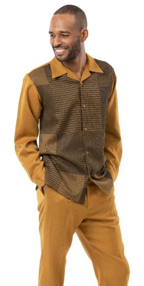 Montique Men's 2 Piece Long Sleeve Walking Suit - Geometric Checker