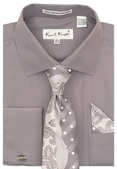 Karl Knox Men's French Cuff Shirt Set - Split Pattern