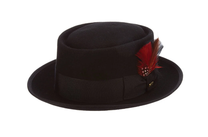 Black Pork Pie Hat Mens Wool Hats Fashion Hats for Men