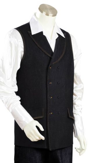Canto Men's 2 Piece Denim Vest Set - Double Breasted