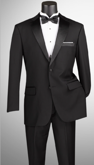 Vinci Men's 2 Piece Wool Feel Tuxedo - Adjustable Waistband