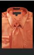 Orange Men Shirts Satin Shirt for Men Tie and Handkerchief