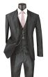 Vinci Men's 3 Piece Wool Feel Slim Fit Suit - Metallic Floral