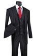 Vinci Men's 3 Piece Wool Feel Executive Suit - Vibrant Pinstripe