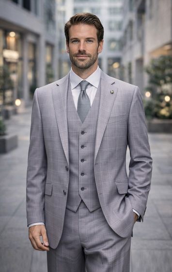 Ash Suit Modern Fit Suit for Guys Plaid Suits