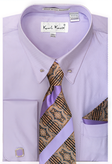Karl Knox Men's French Cuff Collar Bar Shirt Set - Eccentric Tie