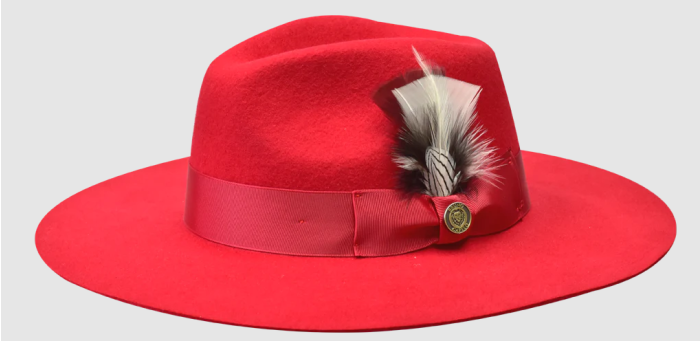 Bruno Capelo Men's 100% Australian Wool Fedora Hat - Wide Flat Brim