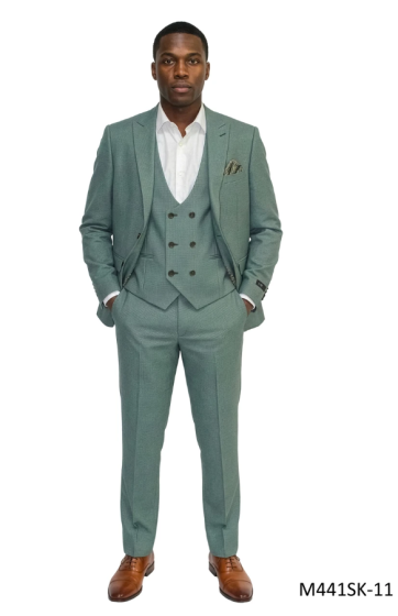 Green Suit Mens Skinny Fit Suits Suit Jacket with Peak Lapel