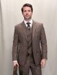 Cocoa Three Piece Mens Suits Double Breasted Vest
