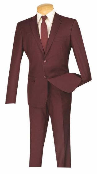Vinci Men's 2 Piece Wool Feel Slim Fit Suit - Refined Solid