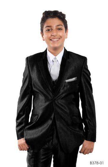 Tazio Boy's 5 Piece Suit Vested w/Shirt, Tie & Hanky - Two Tone Lapel