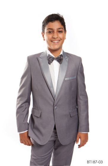 Tazio Boy's 2 Piece Tuxedo - Satin Lapel with Fabric Trim