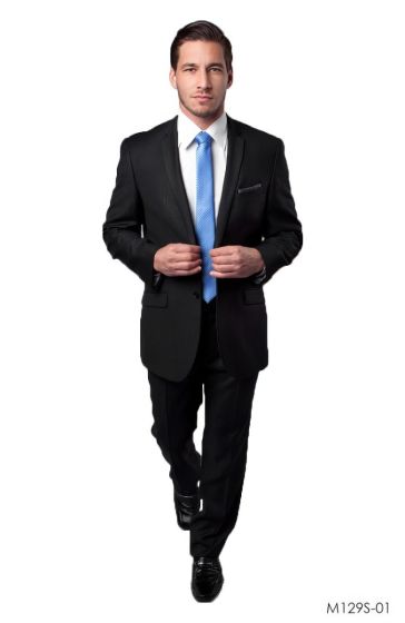 Tazio Men's 2 Piece Slim Fit Suit - Sharkskin Stripe