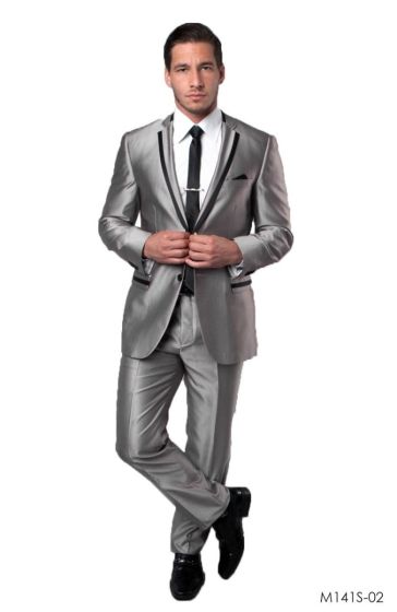 CCO Men's Outlet 2pc Slim Fit Executive Suit - Satin Style