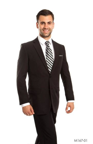 Tazio Men's 2 Piece Tailored Fit Suit - Side Vents
