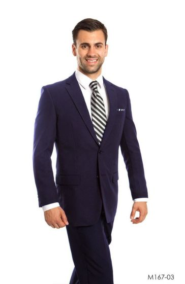 Tazio Men's 2 Piece Tailored Fit Outlet Suit - Side Vents