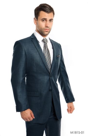 CCO Men's Outlet 2 Piece Slim Fit Suit - Modern Cut Silky Sharkskin