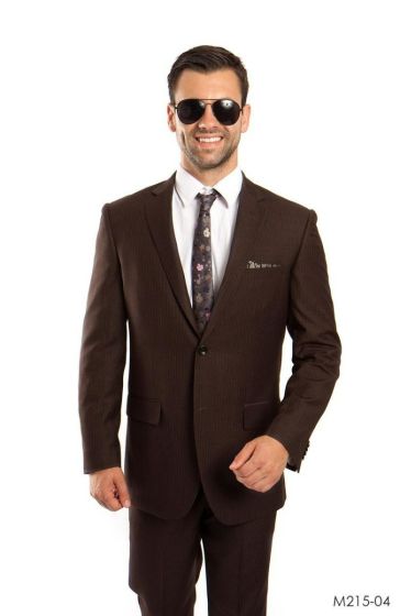 CCO Men's Outlet 2pc Slim Fit Executive Suit - Thin Pinstripe