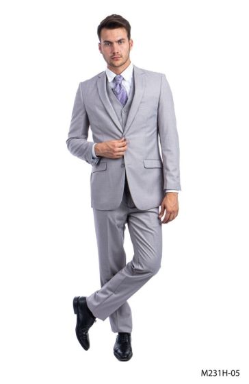 Azzuro Men's 3 Piece Executive Suit - Notch Lapel
