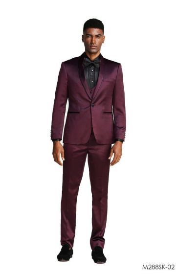 CCO Men's Outlet 3 Piece Skinny Fit Suit - Slight Shine