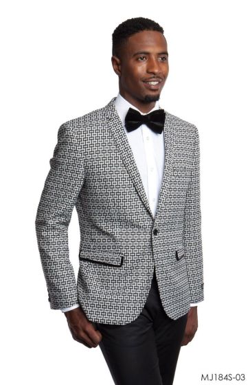 Tazio Men's Classic Fashion Slim Fit Sport Coat - Geometric Design
