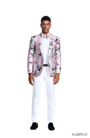 Tazio Men's Classic Fashion Sport Coat - Layered Floral Pattern