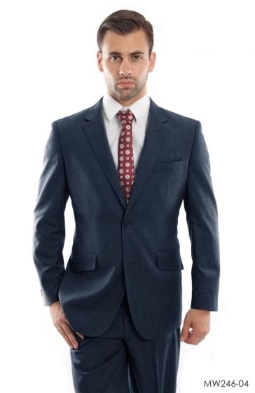 CCO Men's Outlet 2 Piece Modern Fit 100% Wool Suit - Solid Colors