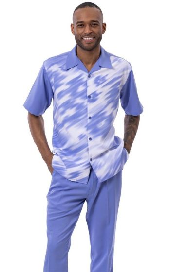 Blue Mens Leisure Suits Matching Sets for Men