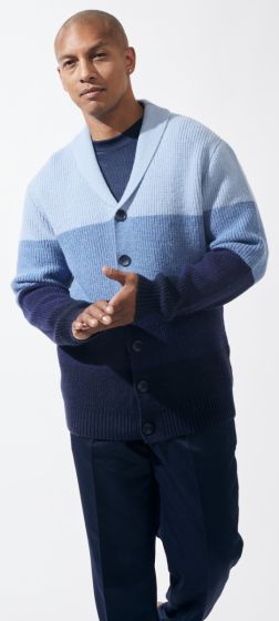 Silversilk Men's Sweater - Ultra Soft Striped Cardigan