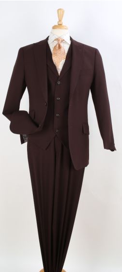 Apollo King Men's 3pc 100% Wool Suit - Fashion Peak Lapel