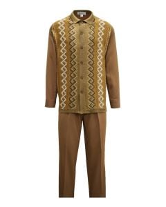 Silversilk Men's 2 Piece Long Sleeve Walking Suit - Diamond Weave