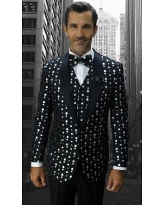 Statement Men's Modern Fit Tuxedo - Fancy Polka Dot Pattern