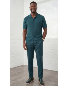Teal Leisure Suit for Men Two Piece Sets for Guys