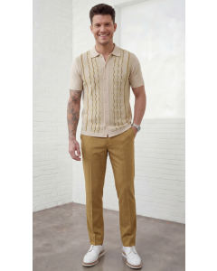 Tan Walking Suit Men's Matching Sets Button Down Shirt