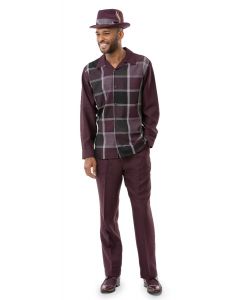 Montique Men's 2 Piece Long Sleeve Walking Suit - Bold Windowpane