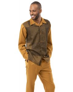 Montique Men's 2 Piece Long Sleeve Walking Suit - Geometric Checker