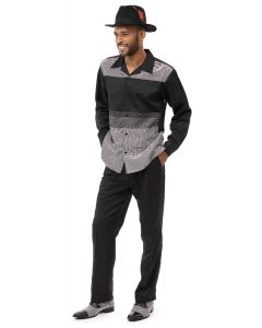 Montique Men's 2 Piece Long Sleeve Walking Suit - Block Gradient