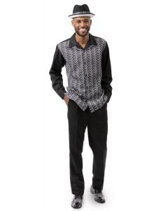 Montique Men's 2 Piece Long Sleeve Walking Suit - Weave Pattern
