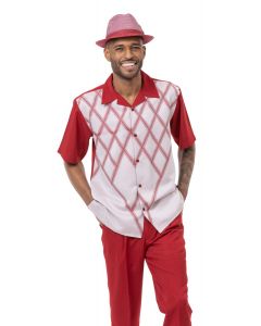 Montique Men's 2 Piece Short Sleeve Walking Suit - Sleek Diamond