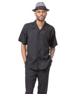 Montique Men's 2 Piece Short Sleeve Walking Suit - Textured Solids