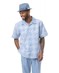 Montique Men's 2 Piece Short Sleeve Walking Suit - Layered Checker