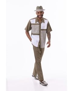 Montique Men's 2 Piece Short Sleeve Walking Suit - Houndstooth