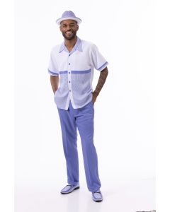 Montique Men's 2 Piece Short Sleeve Walking Suit - Light Houndstooth