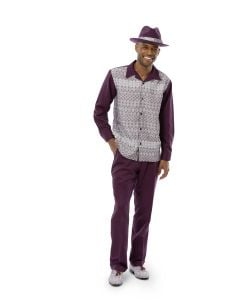 Montique Men's 2 Piece Long Sleeve Walking Suit - Abstract Checker