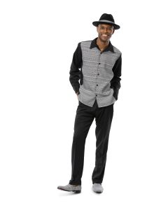 CCO Men's Long Sleeve 2 Piece Walking Suit - Textured Stripes