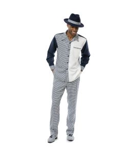 Montique Men's 2 Piece Long Sleeve Walking Suit - Checker Pattern